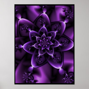 Purple Fractal Rose  Poster