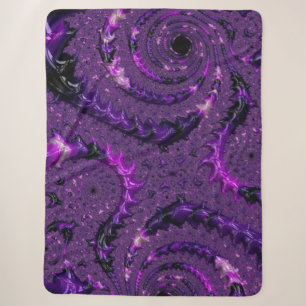 Purple Fractal Sherpa Blanket