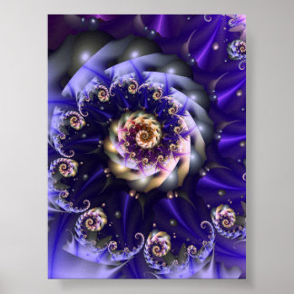 Purple Fractal Spiral Abstract Digital Art Poster