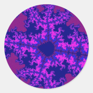 Purple Fractal Splash Classic Round Sticker