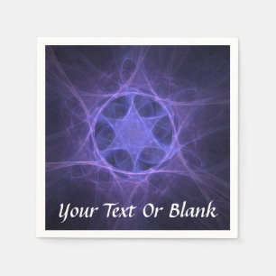 Purple Fractal Star of David Napkin