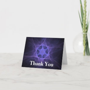 Purple Fractal Star Of David Thank You Card