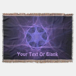 Purple Fractal Star Of David Throw Blanket