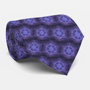 Purple Fractal Star Of David Tie