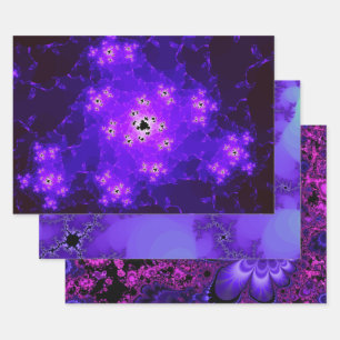 Purple Fractals Wrapping Paper Sheet Set