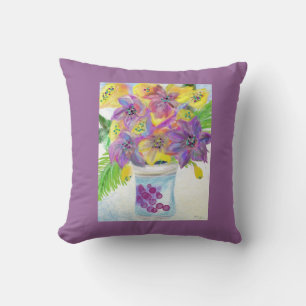 Purple Frame Bouquet of Purple Flowers Cushion