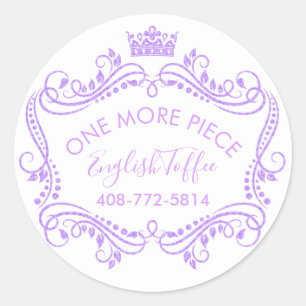 Purple Frame With Crown & Swirls Classic Round Sticker