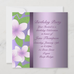 Purple Frangipani Birthday Invitation