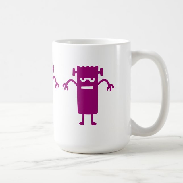 Purple Frankenstein Halloween Clip Art Coffee Mug (Right)