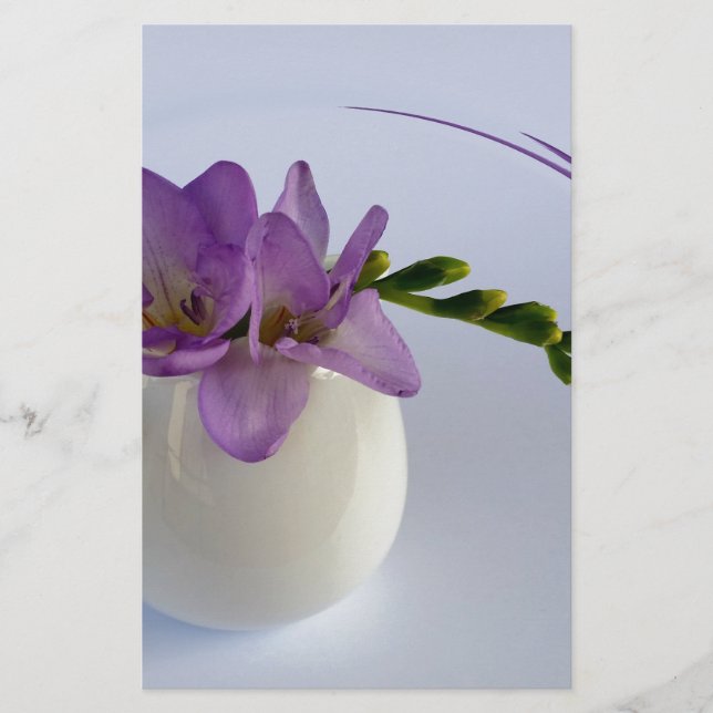 purple freesia buds stationery (Front)