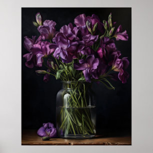 Purple Freesia Flowers Art Print Poster