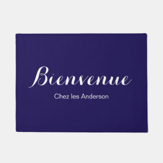 Purple French Bienvenue Welcome Mat
