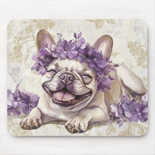 Purple French Bulldog Lover Mouse Pad (Front)