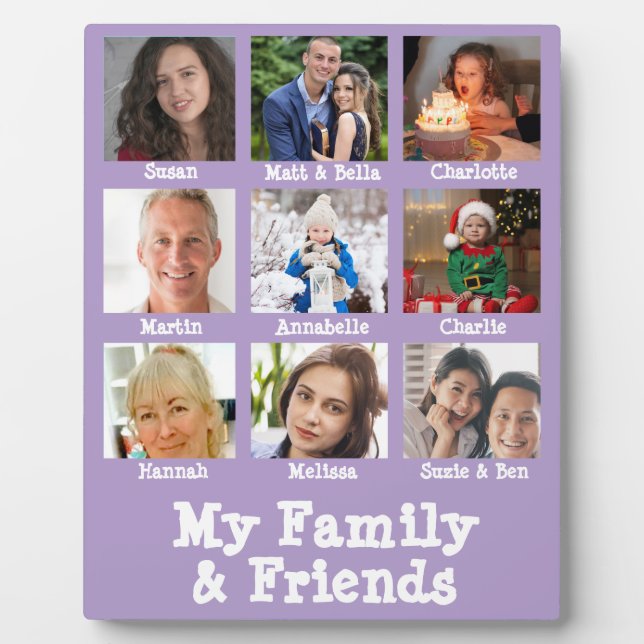 Purple Friends & Family Name Photo Dementia 8x10  Plaque (Front)