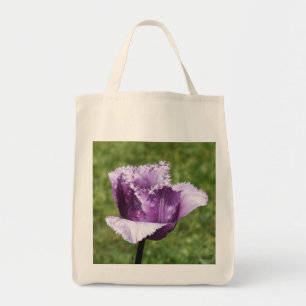 Purple Fringed Tulip Grocery Tote Bag