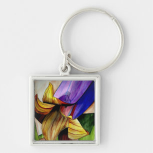 Purple Fritillary flower original art watercolor Key Ring