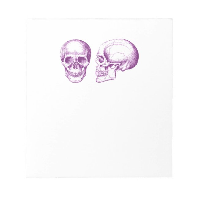 Purple Front Side Human Skull Notepad (Front)