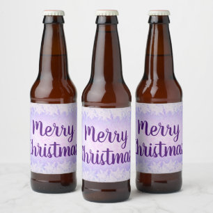 Purple frost Merry Christmas Beer Bottle Label