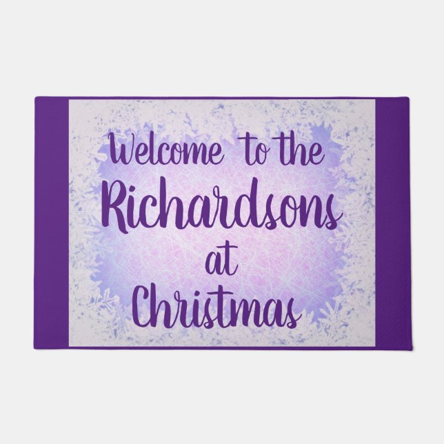 Purple frost personalised Family Welcome Doormat (Front)