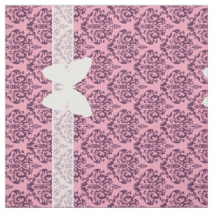 Purple Frosted Orchid Damask with Butterfly Fabric