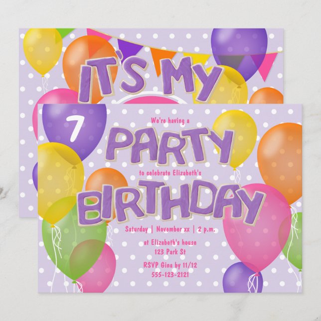 purple frosting cutout cookies girls birthday invitation (Front/Back)