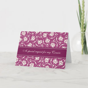 Purple Fuchsia Cousin Bridesmaid Invitation Card
