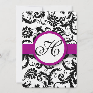 Purple Fuchsia Damask Swirl Wedding Invitations