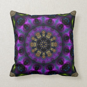 Purple Fuchsia Fractal Mandala Big Cushion