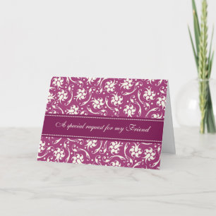 Purple Fuchsia Friend Bridesmaid Invitation Card