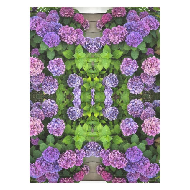 Purple & Fuchsia Hydrangea Kaleidoscope Tablecloth (Front)