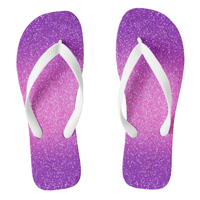 Purple-Fuchsia Ombre Glitters, Pair of Thongs (Footbed)