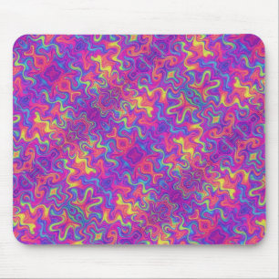 Purple, Fuchsia, Orange & Yellow Swirl Pattern Mouse Pad