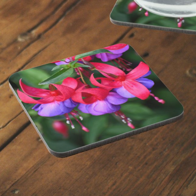 Purple Fuchsia with Pink Sepals Floral Coaster (In Situ)