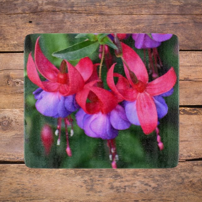 Purple Fuchsia with Pink Sepals Floral Cutting Board (In Situ)