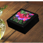 Purple Fuchsia with Pink Sepals Floral Gift Box<br><div class="desc">Store trinkets,  jewellery and other small keepsakes in this wooden gift box with ceramic tile that features a photo image of bicolor,  purple Fuchsia flowers with pink sepals. A colourful,  floral design! Select your gift box size and colour.</div>