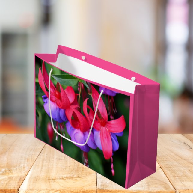 Purple Fuchsia with Pink Sepals Floral Large Gift Bag (In Situ)