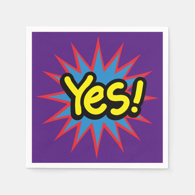 Purple Fun Pop Art Yes Napkin (Front)