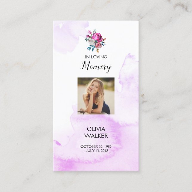  Purple Funeral Bookmark, Funeral Keepsake Cards (Front)