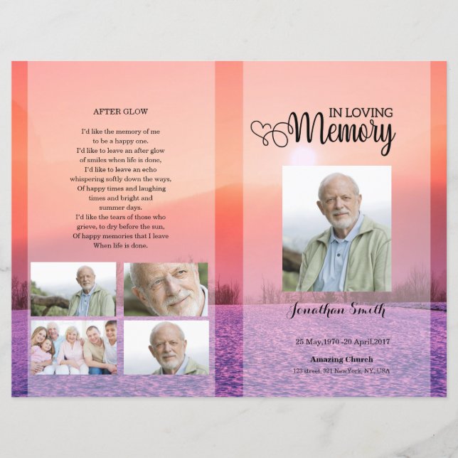 Purple Funeral Program template (Front)