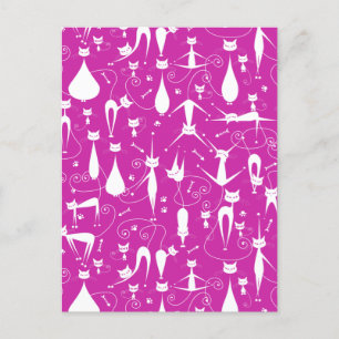 Purple Funny Kitty Cat Fitness Holiday Postcard