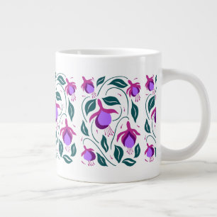 Purple Fuschia Flowers Pattern Large Coffee Mug
