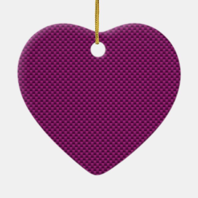 Purple Fushia Carbon Fibre Style Print Ceramic Ornament (Back)