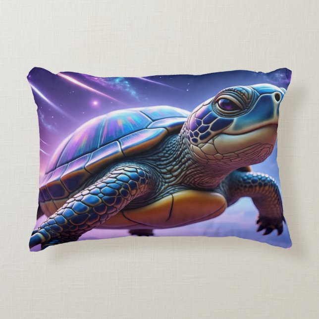 Purple Galactic Sea Turtle Decorative Cushion (Front)