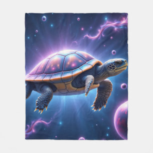 Purple Galactic Sea Turtle Fleece Blanket