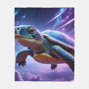 Purple Galactic Sea Turtle Fleece Blanket