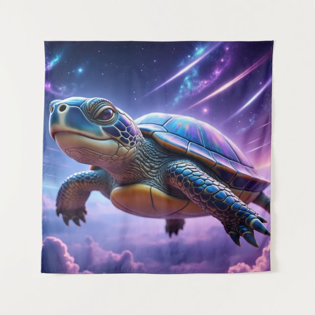 Purple Galactic Sea Turtle Tapestry (Front)