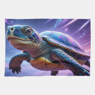 Purple Galactic Sea Turtle Tea Towel