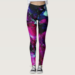 Purple Galaxy Alcohol Ink Abstract Leggings