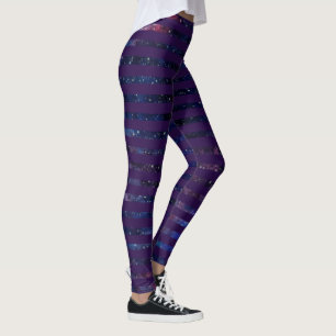 Purple Galaxy and Stripes Leggings