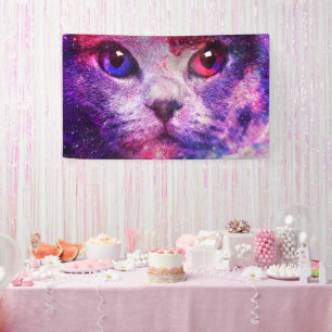 Purple Galaxy Cat Banner